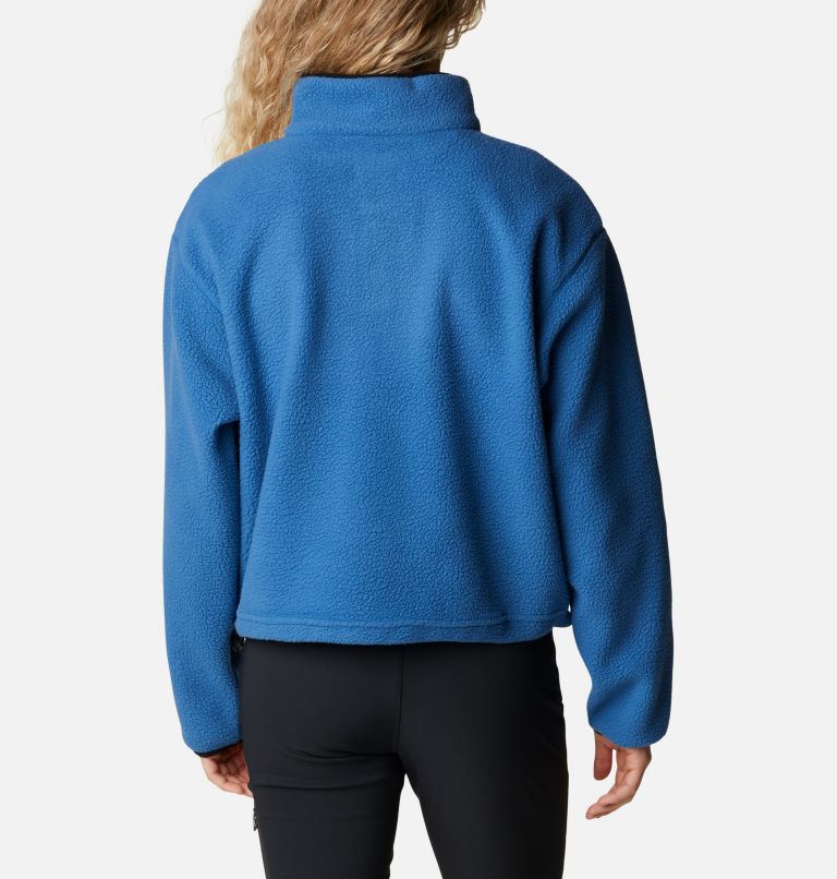 Women's Helvetia Cropped Half Snap Fleece Pullover, Color: Impulse Blue, image 2