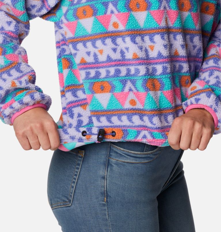 Thumbnail: Women's Helvetia Cropped Half Snap Fleece Pullover, Color: Purple Lotus, Camp Blanket, image 5