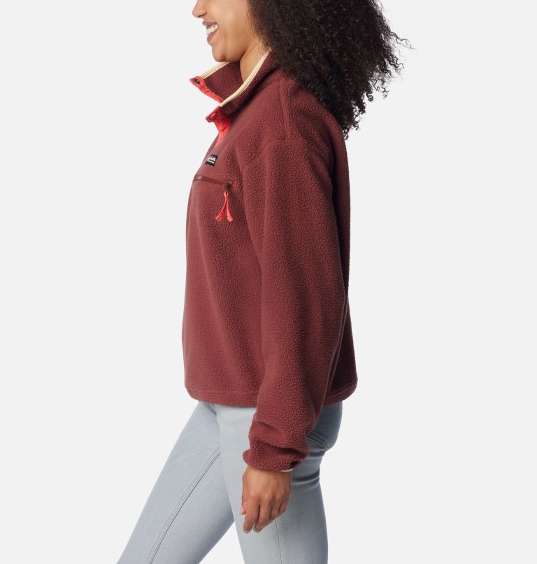 Women's Helvetia Cropped Half Snap Fleece, Color: Spice, Juicy, Sunkissed, image 3