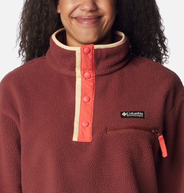 Women's Helvetia Cropped Half Snap Fleece, Color: Spice, Juicy, Sunkissed, image 4