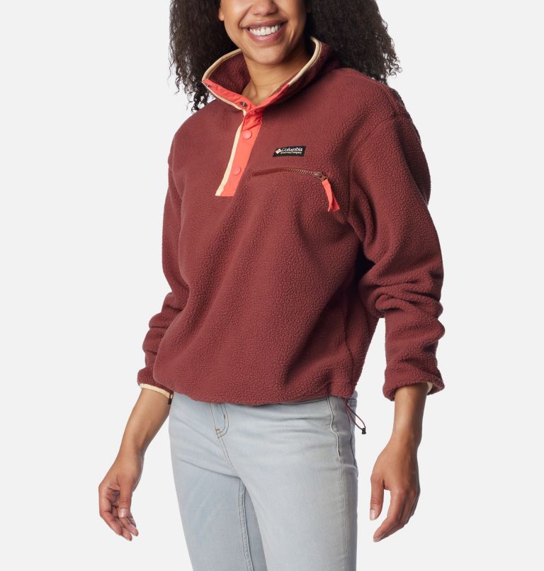 Women's Helvetia Cropped Half Snap Fleece, Color: Spice, Juicy, Sunkissed, image 5