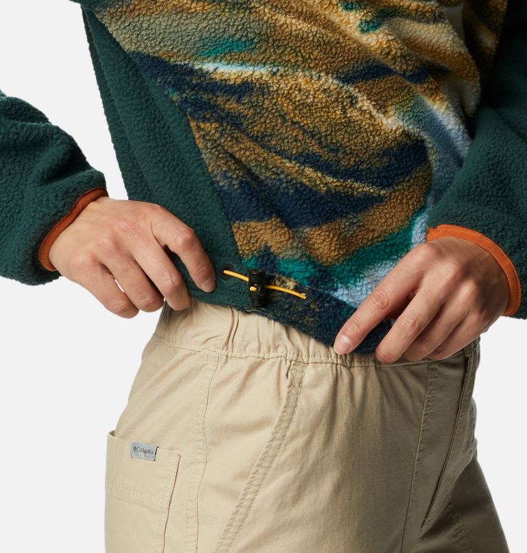 Women's Helvetia Cropped Half Snap Fleece, Color: Warm Copper CRG Print, Spruce, image 5