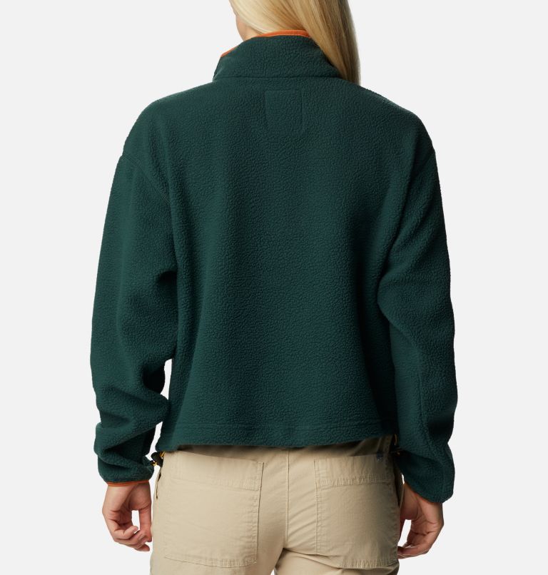 Women's Helvetia Cropped Half Snap Fleece, Color: Warm Copper CRG Print, Spruce, image 2
