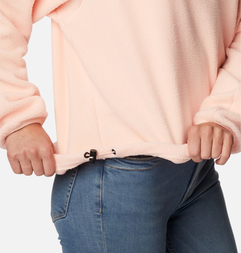 Women's Helvetia Cropped Half Snap Fleece, Color: Peach Blossom, Ancient Fossil, image 5