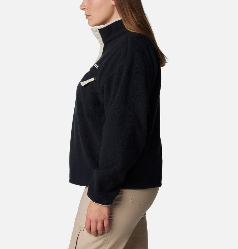 Thumbnail: Women's Helvetia Cropped Half Snap Fleece Pullover - Plus Size, Color: Black, image 3