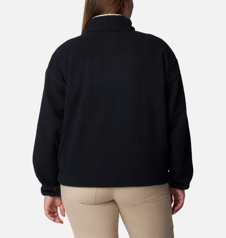 Women's Helvetia Cropped Half Snap Fleece Pullover - Plus Size, Color: Black, image 2