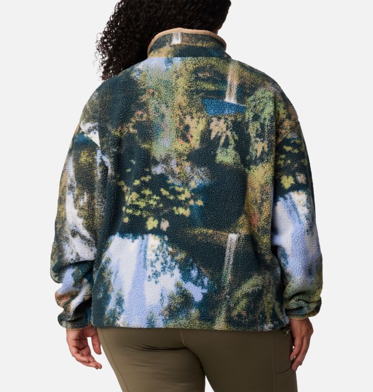 Haut court à demi-fermeture pressionnée Helvetia pour femme – Grandes tailles, Color: Napa Green Chasing Falls Print, Black, C, image 2