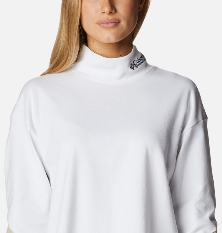 Camiseta de manga larga con cuello alto Ballistic Ridge para mujer, Color: White, Ancient Fossil, image 4
