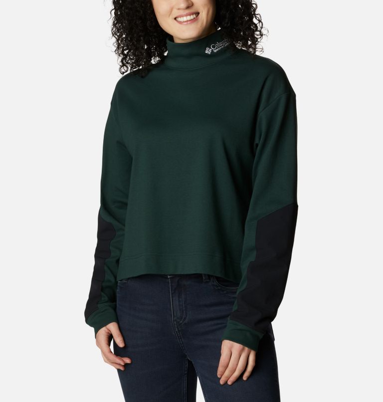 Women's Ballistic Ridge High Neck Long Sleeve T-Shirt, Color: Spruce, Black, image 1