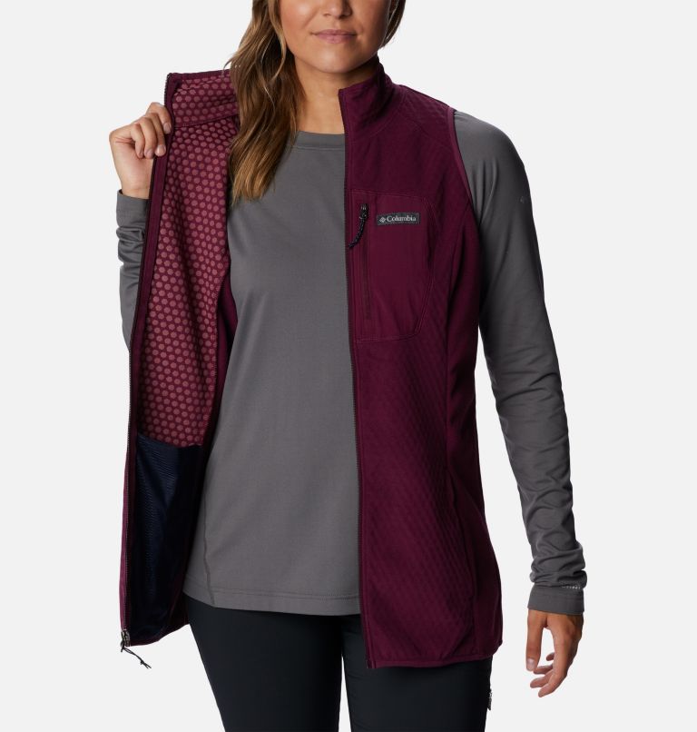 Women's Outdoor Tracks Vest, Color: Marionberry, Aura, image 5
