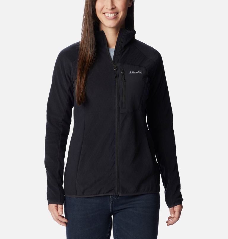 Thumbnail: Women's Outdoor Tracks Full Zip Fleece Jacket, Color: Black, image 1