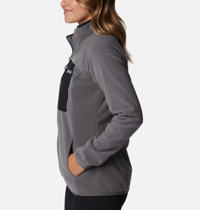 Thumbnail: Women's Outdoor Tracks Full Zip Fleece Jacket, Color: City Grey, Black, image 3