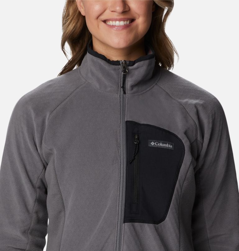 Thumbnail: Women's Outdoor Tracks Full Zip Fleece Jacket, Color: City Grey, Black, image 4