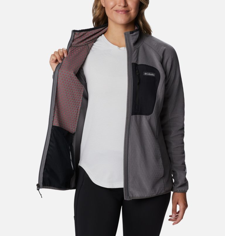 Women's Outdoor Tracks Full Zip Fleece Jacket, Color: City Grey, Black, image 5