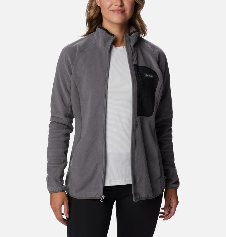 Women's Outdoor Tracks Full Zip Fleece Jacket, Color: City Grey, Black, image 6