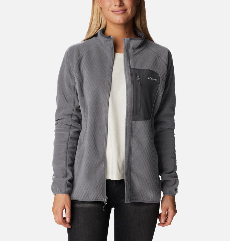 Thumbnail: Women's Outdoor Tracks Full Zip Fleece Jacket, Color: City Grey, Black, image 7