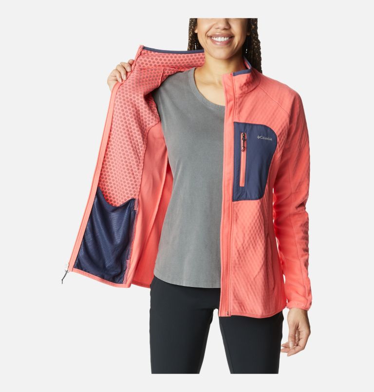 Women's Outdoor Tracks Full Zip Fleece Jacket, Color: Blush Pink, Peach Blossom, image 5