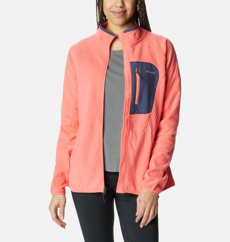 Thumbnail: Women's Outdoor Tracks Full Zip Fleece Jacket, Color: Blush Pink, Peach Blossom, image 7