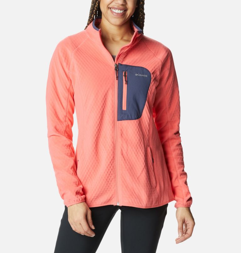 Thumbnail: Women's Outdoor Tracks Full Zip Fleece Jacket, Color: Blush Pink, Peach Blossom, image 1