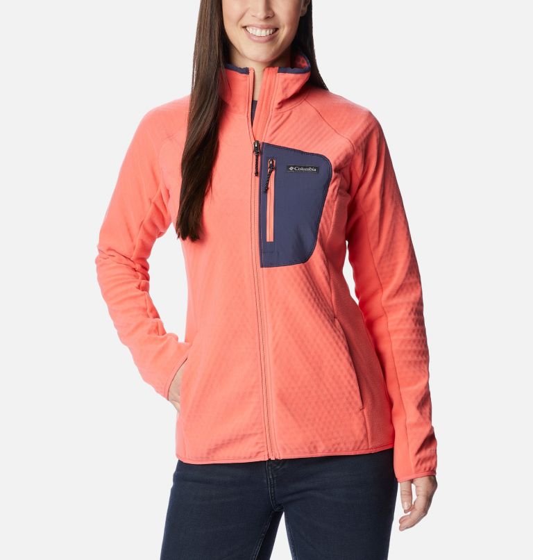 W Outdoor Tracks Full Zip | 614 | S, Color: Blush Pink, Peach Blossom, image 1