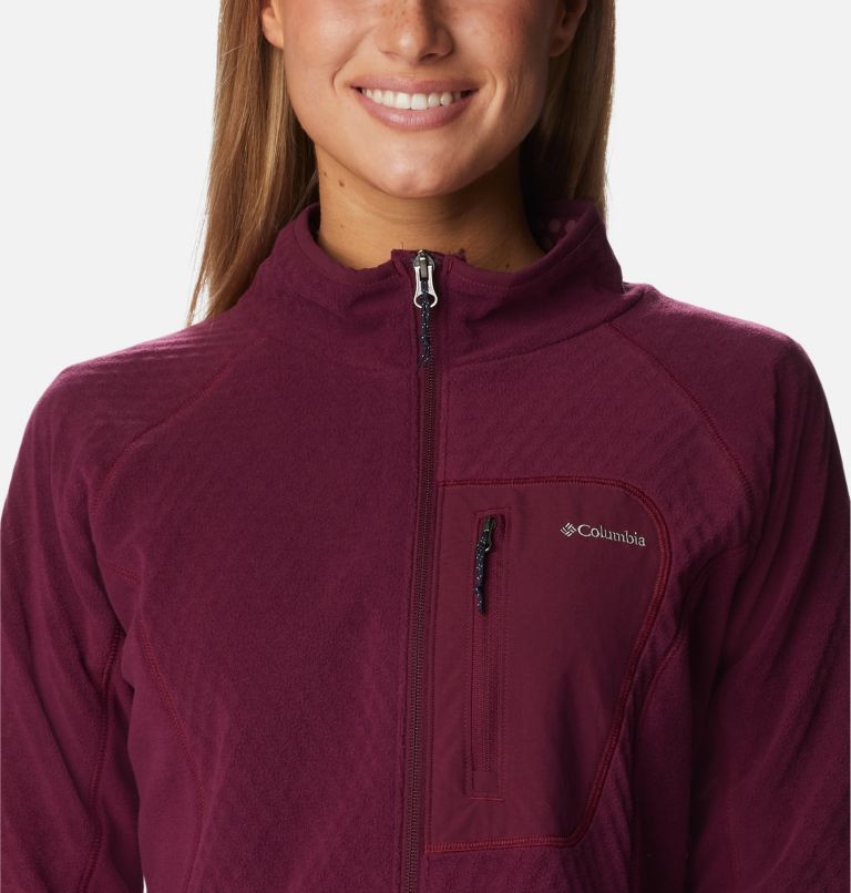 Women's Outdoor Tracks Full Zip Fleece Jacket, Color: Marionberry, Aura, image 4