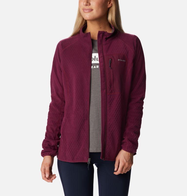 Women's Outdoor Tracks Full Zip Fleece Jacket, Color: Marionberry, Aura, image 7