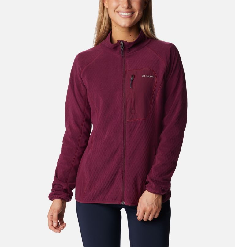 Women's Outdoor Tracks Full Zip Fleece Jacket, Color: Marionberry, Aura, image 1