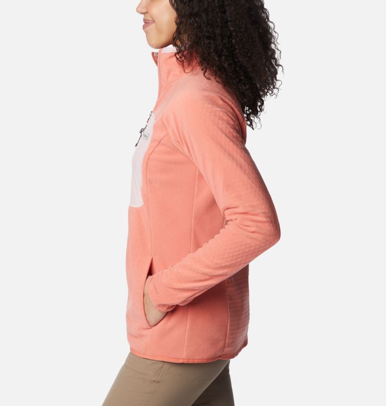 Thumbnail: Women's Outdoor Tracks Full Zip Fleece Jacket, Color: Faded Peach, Dusty Pink, image 3