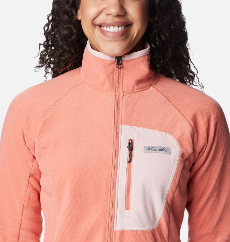 Women's Outdoor Tracks Full Zip Fleece Jacket, Color: Faded Peach, Dusty Pink, image 4
