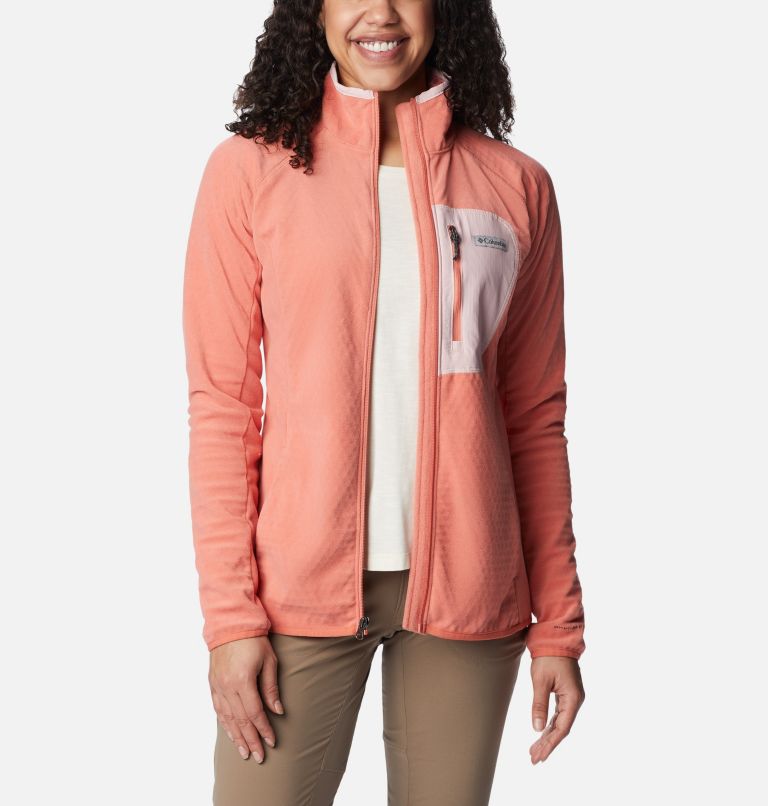 Thumbnail: Women's Outdoor Tracks Full Zip Fleece Jacket, Color: Faded Peach, Dusty Pink, image 7