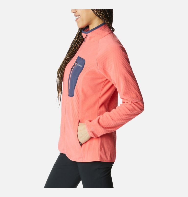Women's W Outdoor Tracks Technical Fleece Jacket, Color: Blush Pink, Peach Blossom, image 3