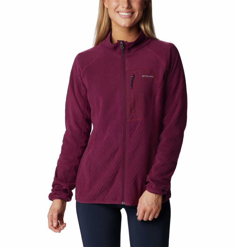 Women's W Outdoor Tracks Technical Fleece Jacket, Color: Marionberry, Aura, image 1