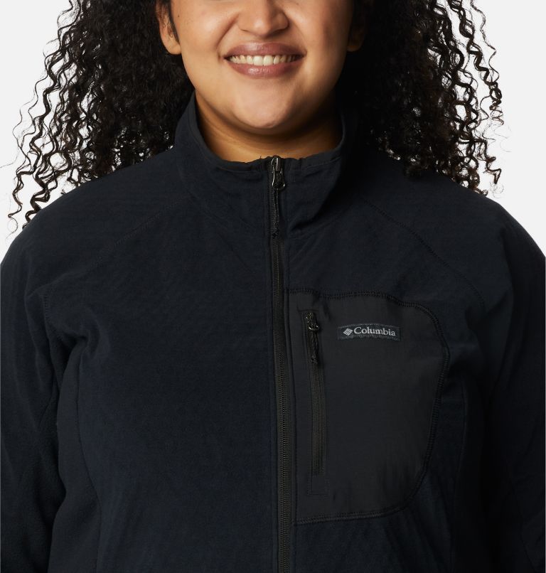 Thumbnail: Women's Outdoor Tracks Full Zip Fleece Jacket - Plus Size, Color: Black, image 4