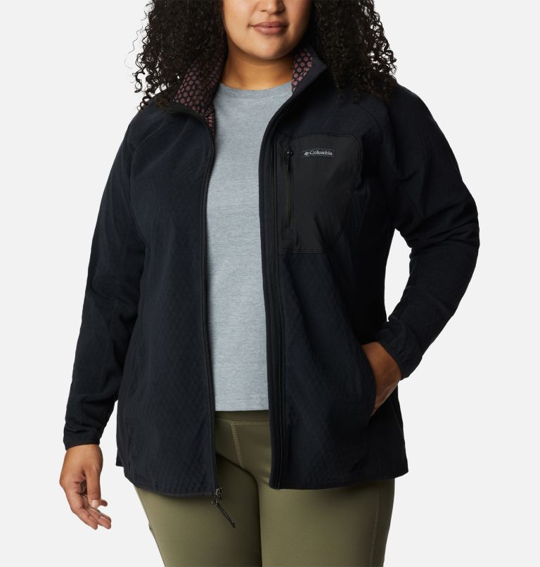 Thumbnail: Women's Outdoor Tracks Full Zip Fleece Jacket - Plus Size, Color: Black, image 7