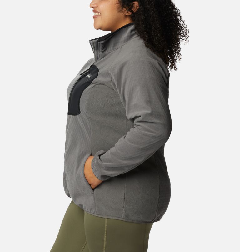 Women's Outdoor Tracks Full Zip Fleece Jacket - Plus Size, Color: City Grey, Black, image 3