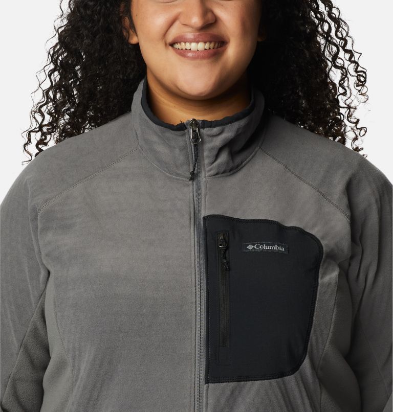 Women's Outdoor Tracks Full Zip Fleece Jacket - Plus Size, Color: City Grey, Black, image 4