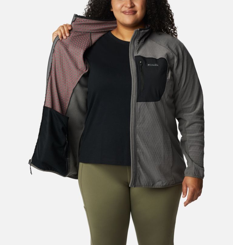Women's Outdoor Tracks Full Zip Fleece Jacket - Plus Size, Color: City Grey, Black, image 5