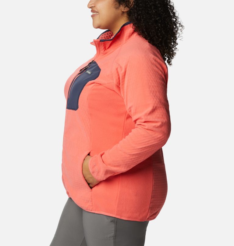 Women's Outdoor Tracks Full Zip Fleece Jacket - Plus Size, Color: Blush Pink, Peach Blossom, image 3