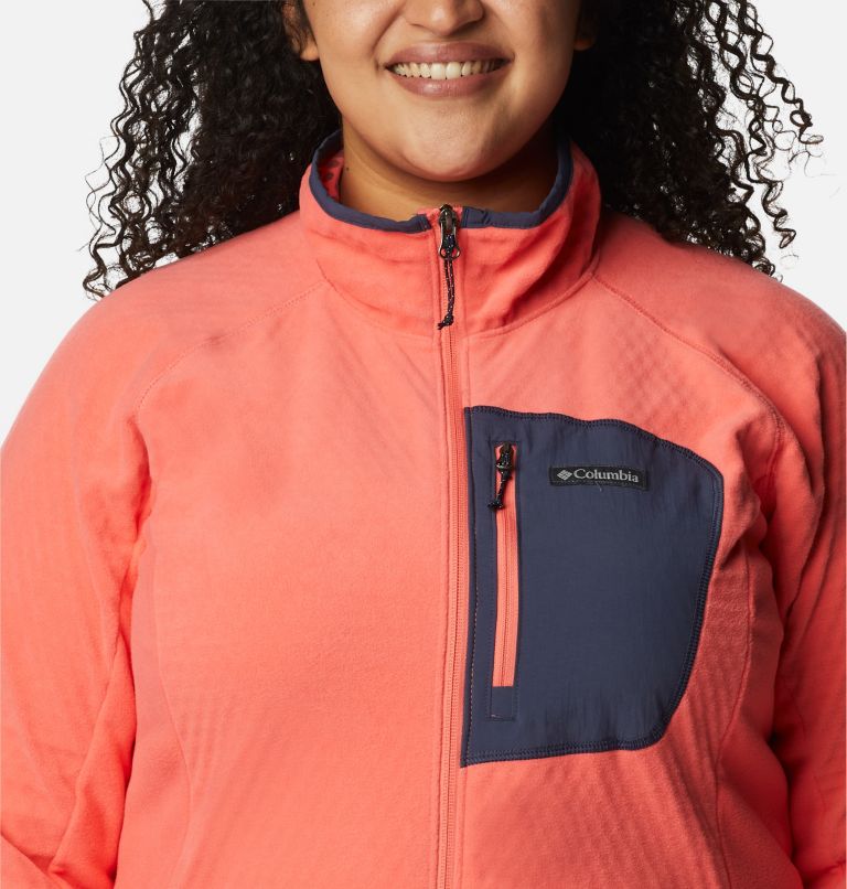 Women's Outdoor Tracks Full Zip Fleece Jacket - Plus Size, Color: Blush Pink, Peach Blossom, image 4