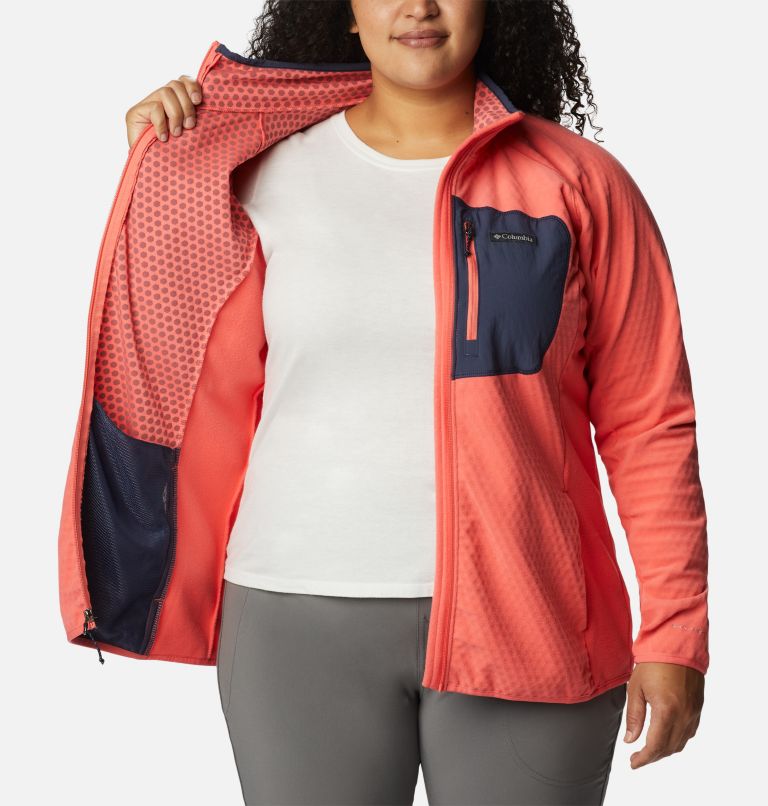 Thumbnail: Women's Outdoor Tracks Full Zip Fleece Jacket - Plus Size, Color: Blush Pink, Peach Blossom, image 5