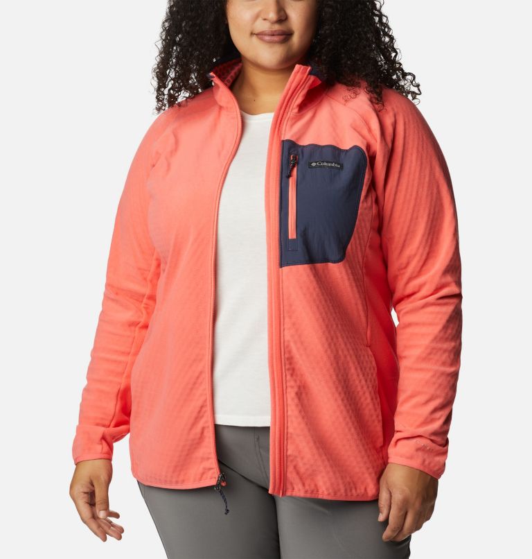 Women's Outdoor Tracks Full Zip Fleece Jacket - Plus Size, Color: Blush Pink, Peach Blossom, image 7