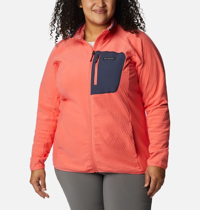 Thumbnail: Women's Outdoor Tracks Full Zip Fleece Jacket - Plus Size, Color: Blush Pink, Peach Blossom, image 1