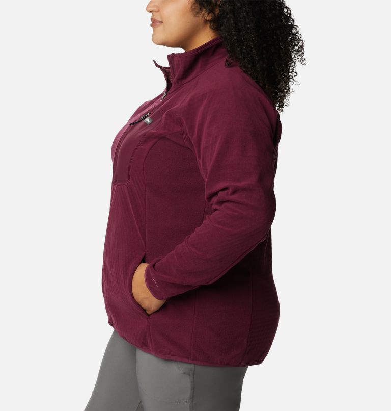 Women's Outdoor Tracks Full Zip Fleece Jacket - Plus Size, Color: Marionberry, Aura, image 3