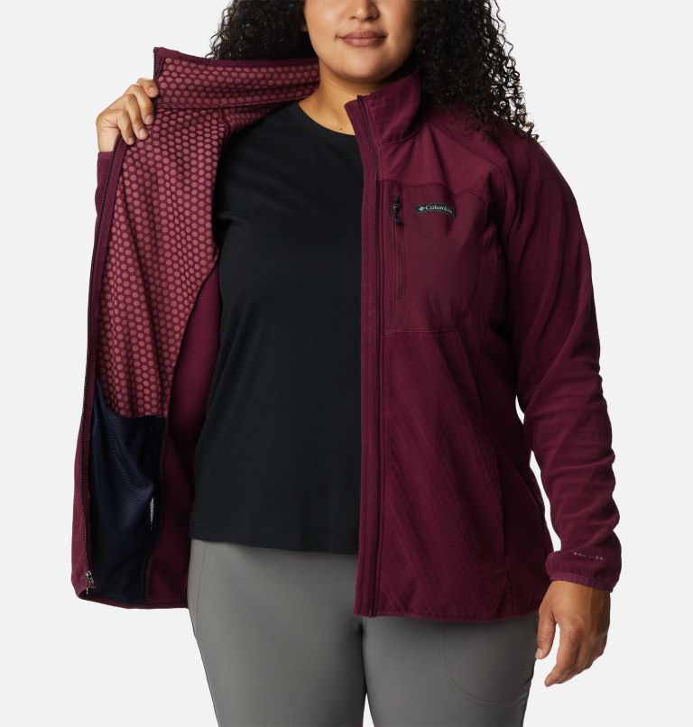 Women's Outdoor Tracks Full Zip Fleece Jacket - Plus Size, Color: Marionberry, Aura, image 5