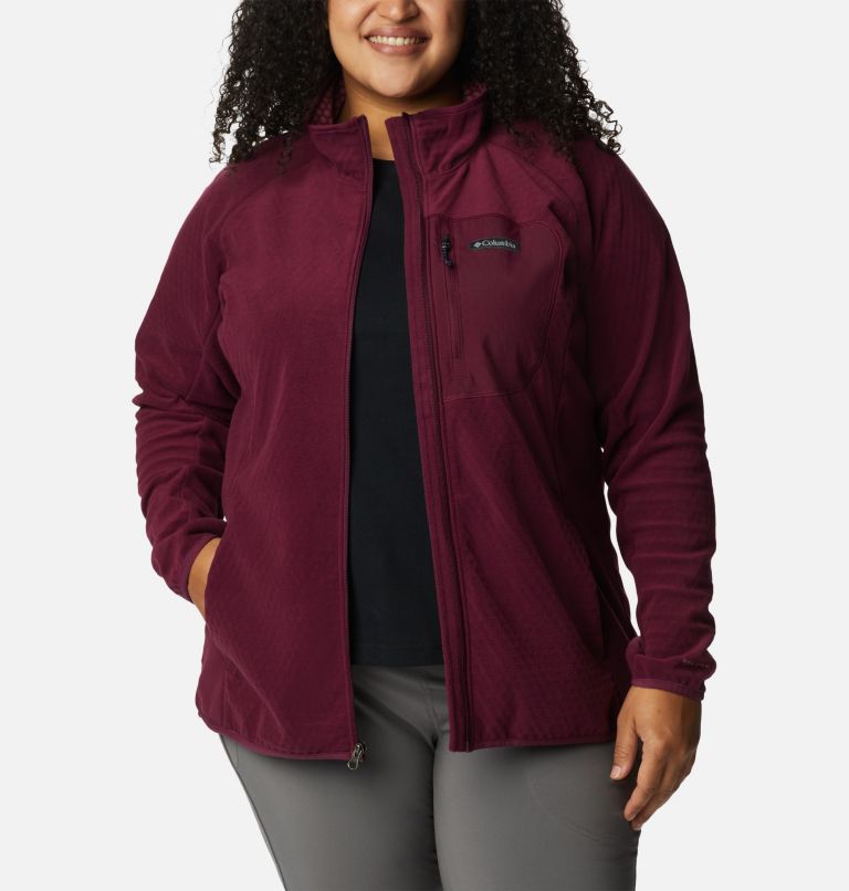 Thumbnail: Women's Outdoor Tracks Full Zip Fleece Jacket - Plus Size, Color: Marionberry, Aura, image 7