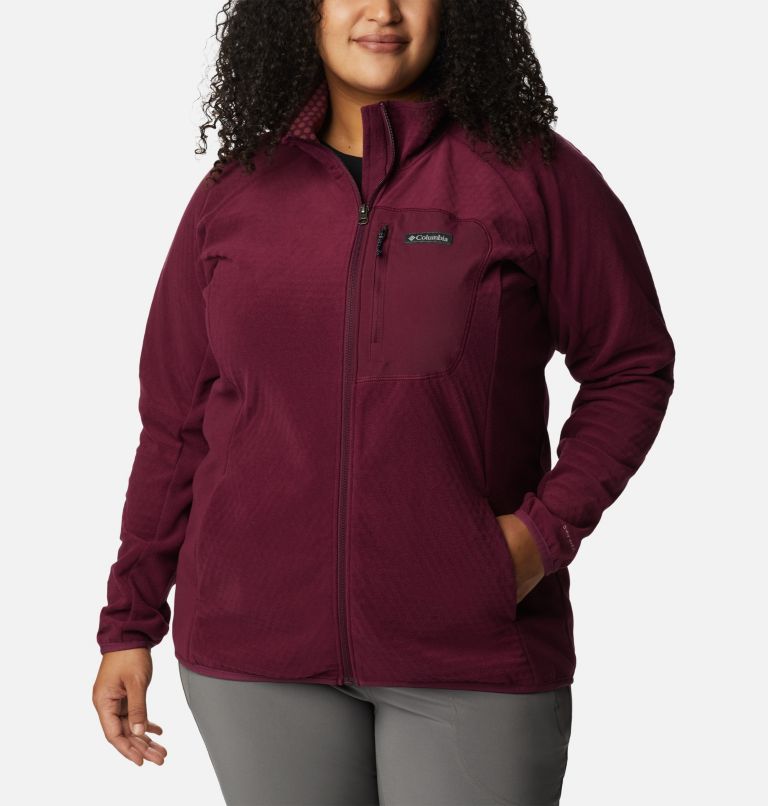 Thumbnail: Women's Outdoor Tracks Full Zip Fleece Jacket - Plus Size, Color: Marionberry, Aura, image 1