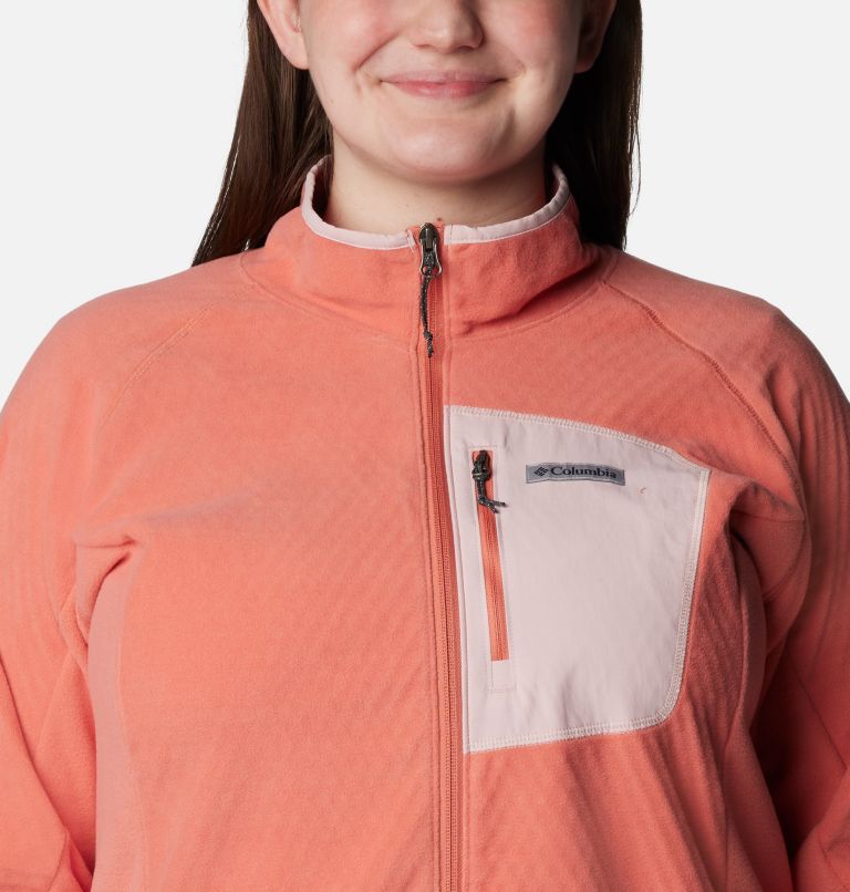 Women's Outdoor Tracks Full Zip Fleece Jacket - Plus Size, Color: Faded Peach, Dusty Pink, image 4