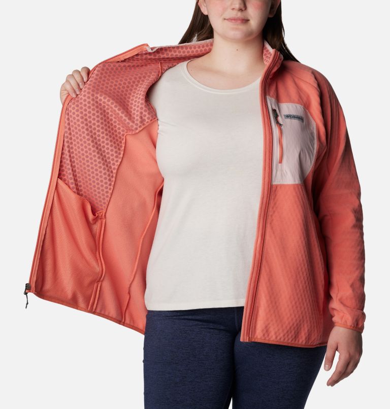 Thumbnail: Women's Outdoor Tracks Full Zip Fleece Jacket - Plus Size, Color: Faded Peach, Dusty Pink, image 5