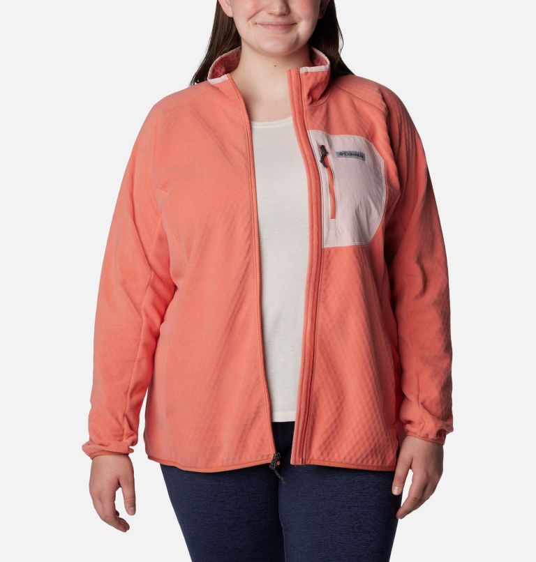Thumbnail: Women's Outdoor Tracks Full Zip Fleece Jacket - Plus Size, Color: Faded Peach, Dusty Pink, image 7