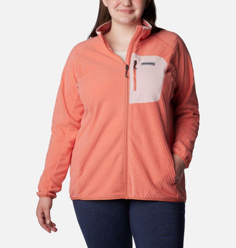 Thumbnail: Women's Outdoor Tracks Full Zip Fleece Jacket - Plus Size, Color: Faded Peach, Dusty Pink, image 1